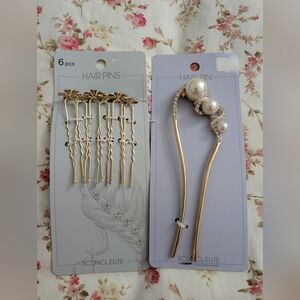Gold and Pearl Hair Pin Set